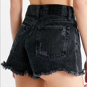 Black denim shorts